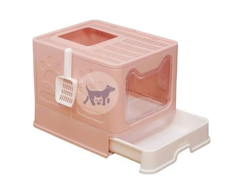 ليتر بوكس مغلق ستانلس ستيل للقطط مع درج قابل للازا...