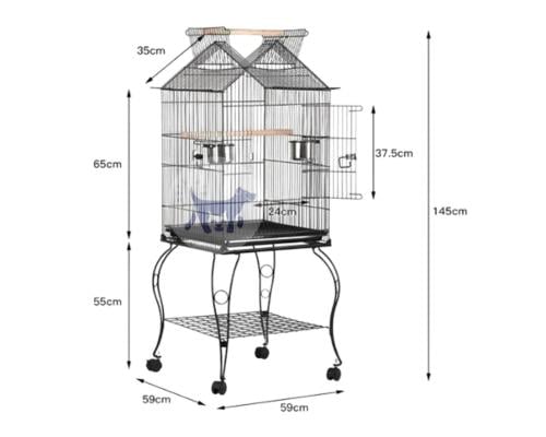 قفص للطيور والببغاءات بستاند مزدوج وعجلات من بيتس...