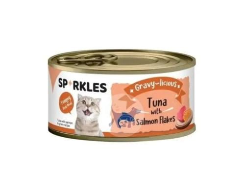 سباركلز طعام رطب للقطط بالتونة والسلمون في المرق 8...