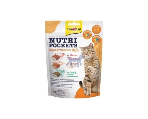 Gim Cat Nutri Pockets Crunchy Cat Treats with Beef...