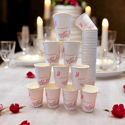 أكواب الشاي ورقية بطباعة (50) حبة