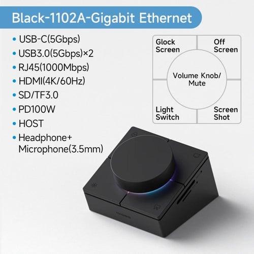 Hagibis مقبض USB C Hub مع أزرار شورت كت