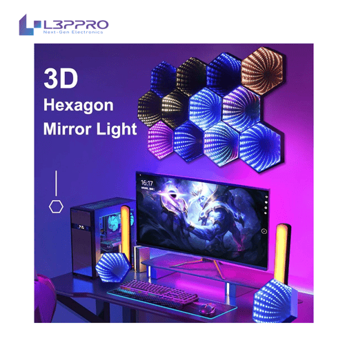 إضاءة محيطية ذكية بتصميم مرآة سداسية – RGB تفاعلي...