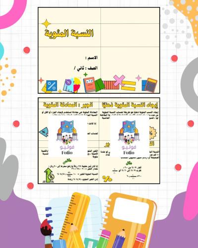 مطوية النسبة المئوية - ثاني متوسط - رياضيات