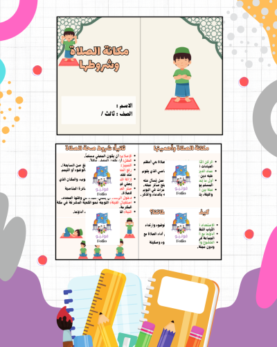 مطوية مكانة الصلاة وشروطها - دراسات اسلامية - ثالث...