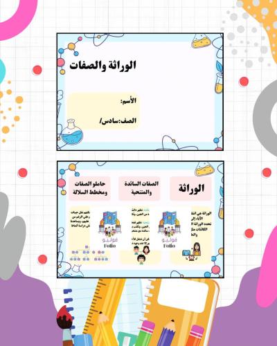 مطوية الوراثة والصفات - سادس ابتدائي - علوم