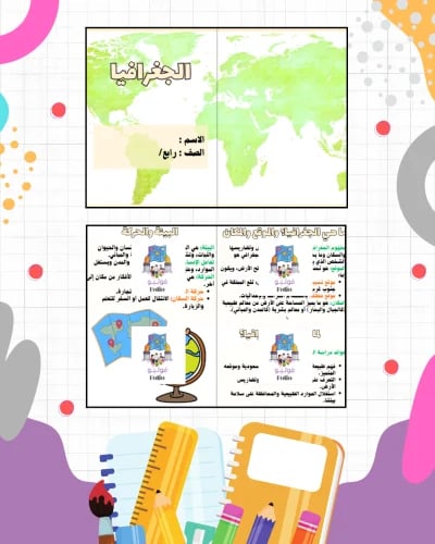 مطوية الجغرافيا - دراسات اجتماعيه - رابع ابتدائي P...