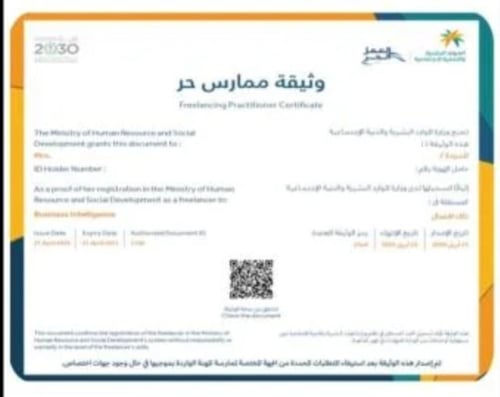 إصدار وثيقه العمل الحر