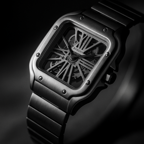 BROSHA men's watch stainless steel silver frame
