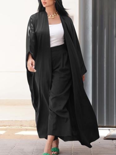 أسود البحرية الخفافيش كم قفطان متواضعة ، والأزياء الإسلامية المتقدمة ، دبي ، الطرف العربي ، عباية ، رداء كارديغان ، عيد الأضحى ، أ...