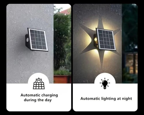 انارة جدارية على شكل نجمة بالطاقة الشمسية