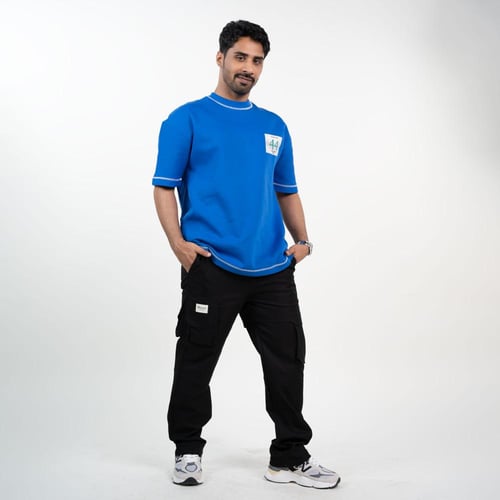 تي شيرت كاجوال أرقام في الظهر - أزرق