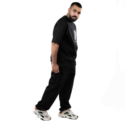 طقم رجالي كاجوال مزخرف - أسود