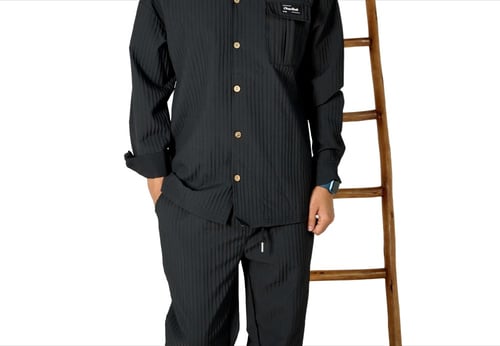 طقم كارجو أوفر سايز - أسود/سكري