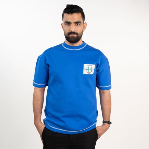 تي شيرت كاجوال أرقام في الظهر - أزرق