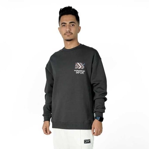 بلوفر تطريز السدو INFOR - رمادي