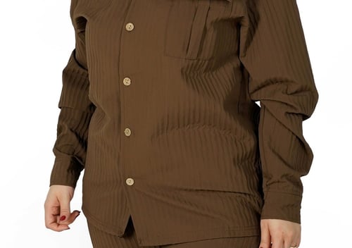 طقم كارجو أوفر سايز - رصاصي وبني