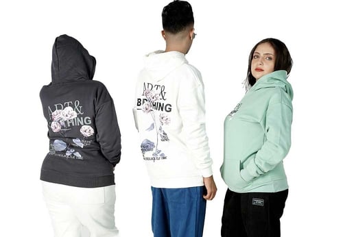 بلوفر قبوع APT&BRATHING - رصاصي / أبيض/ أخضر