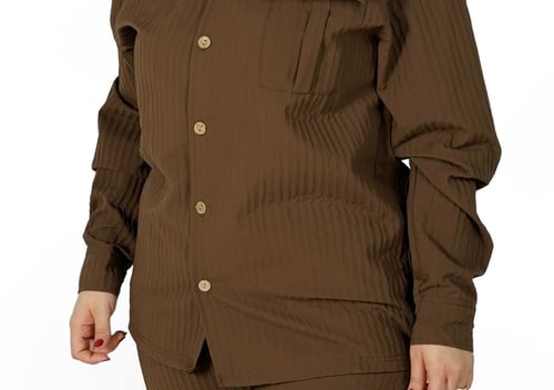 طقم كارجو أوفر سايز - رصاصي وبني