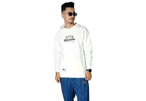 بلوفر قبوع APT&BRATHING - رصاصي / أبيض/ أخضر