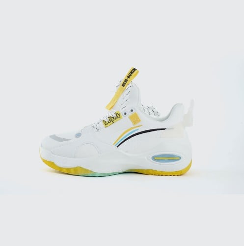 شوز رياضي أبيض - نعل أصفر وتركواز