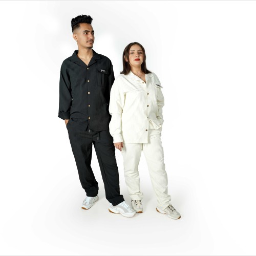 طقم كارجو أوفر سايز - أسود/سكري