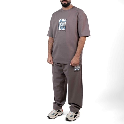 طقم رجالي كاجوال مزخرف - ترابي