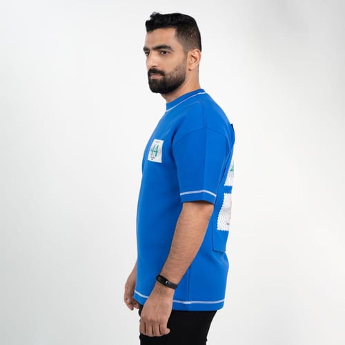 تي شيرت كاجوال أرقام في الظهر - أزرق