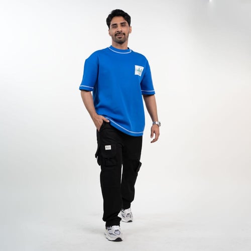 تي شيرت كاجوال أرقام في الظهر - أزرق