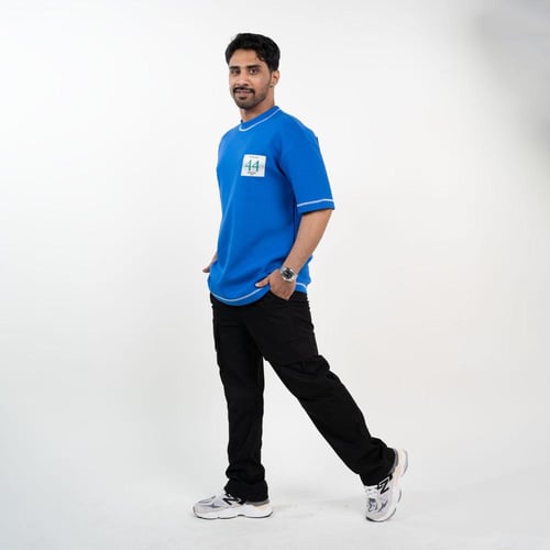 تي شيرت كاجوال أرقام في الظهر - أزرق