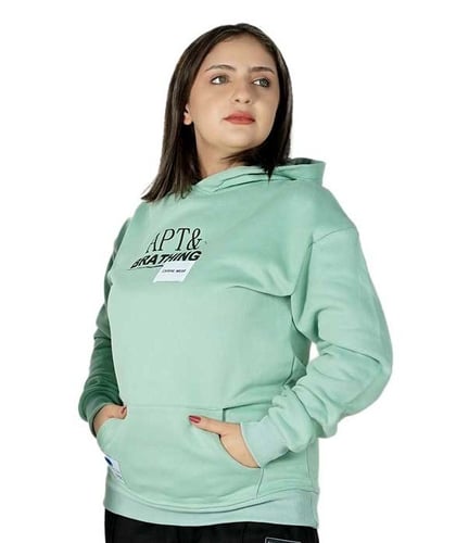 بلوفر قبوع APT&BRATHING - رصاصي / أبيض/ أخضر