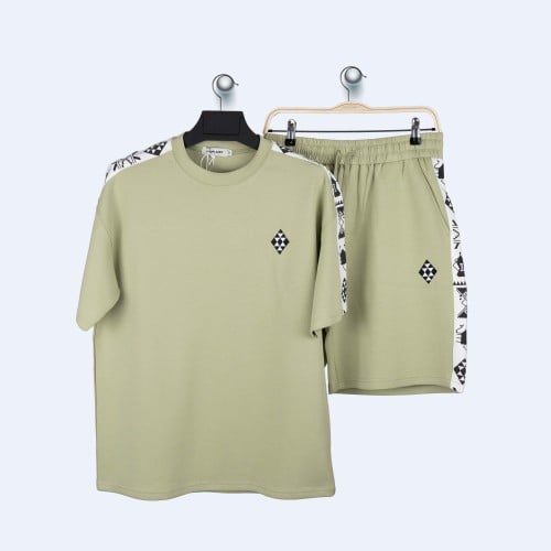 طقم قطعتين شورت - نقوش تطريز