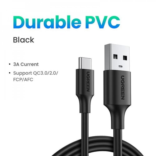 سلك شاحن يوجرين -USB-A إلى USB-C بطول 2 م - أسود