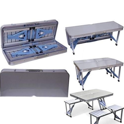 طاولة رحلات قابلة للطي مع 4 مقاعد محمولة