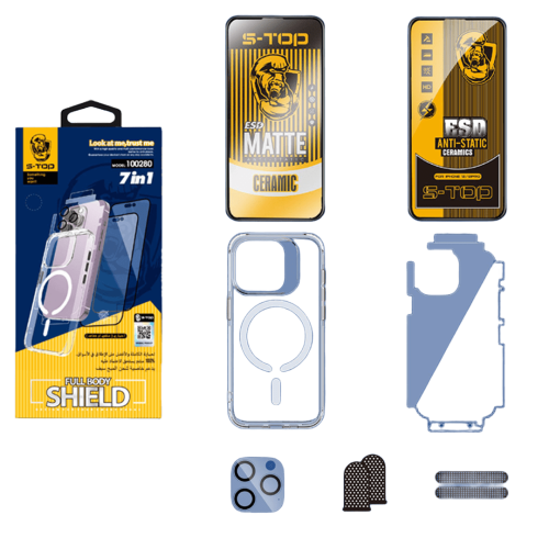 بكج حماية 7 في 1 للايفون ، بجراب يدعم تقنية ماج سي...