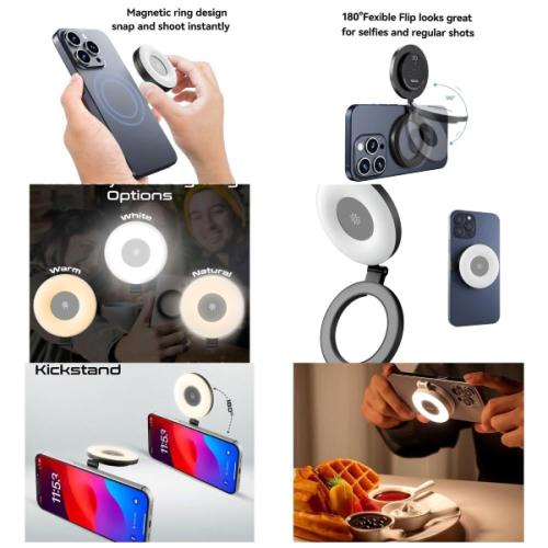 مصباح سيلفي مغناطيسي , إضاءة ليد