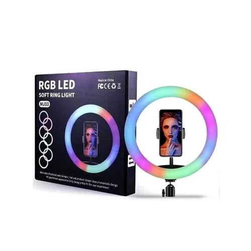 حلقة إضاءة للتصوير مع استاند RGB LED