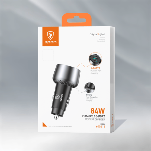شاحن سيارة سبون بقوة 84 واط ، 3 منافذ