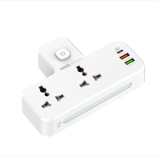 شاحن جداري 6 منافذ مع إضاءة ليد ليلية