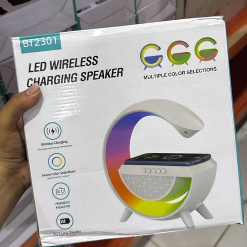 مكبر صوت مع شاحن لاسلكي و إضاءة ليد