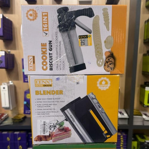 مضرب كهربائي + قطاعة خضار يدوية + صانعة بسكويت