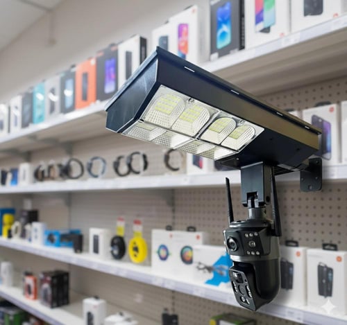 كاميرا طاقة شمسية مع كشاف 2 في 1