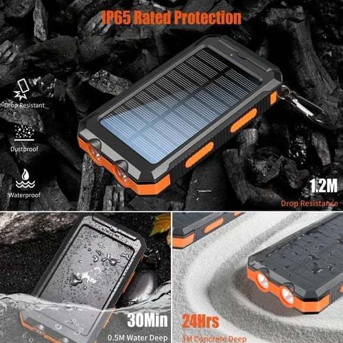 باور بنك يعمل بالطاقة الشمسية مع كشاف إضاءة وبوصلة...