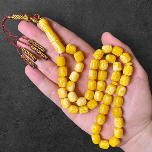 سبحة تراب كهرمان لبناني 10 ملم برميلي