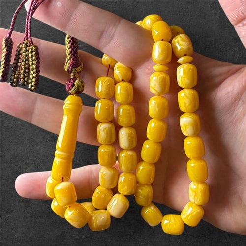 سبحة تراب كهرمان لبناني 10 ملم برميلي