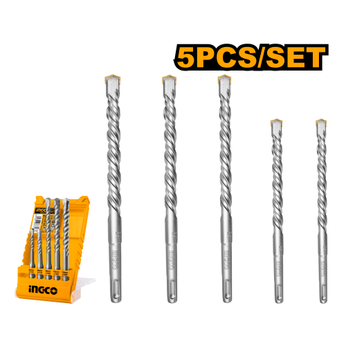 طقم ريش هلتي تخريم خرسانة SDS Plus – 5 قطع – INGCO