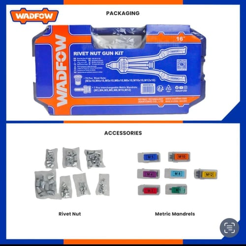 طقم مسدس صامولة برشام 16 بوصة ذراع طويل 7 قطع