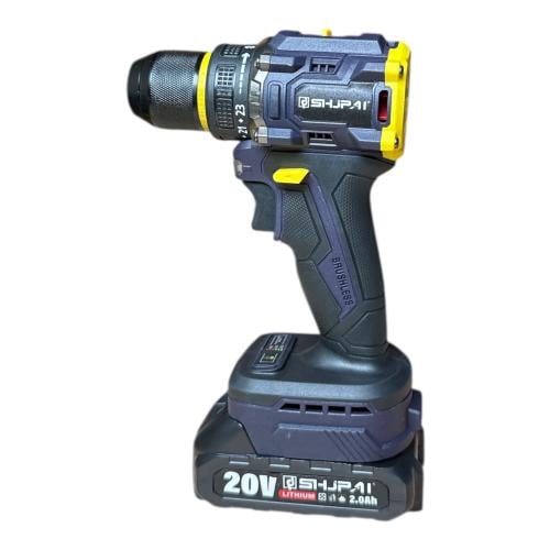 دريل شحن 10mm احترافي 20 فولت براشلس مع بطاريتين +...