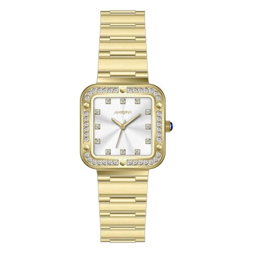 ساعة مارفينا النسائية لون ذهبي بالميناء فضي المرصع...