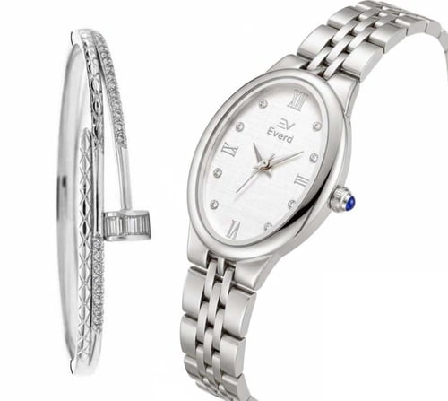 ساعة EVERD نسائي استيل طقم اسوارة